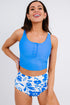 Square Neck Sleeveless Print Tankini Set